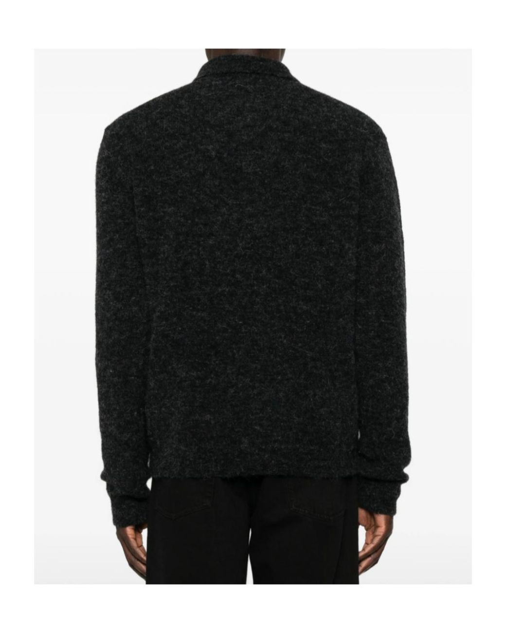 sunflower Black Long-Sleeved Knitted Polo Shirt for men