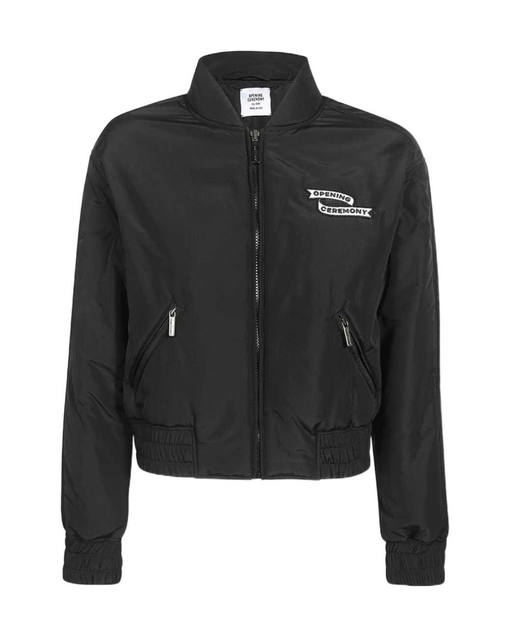 Opening Ceremony Black Logo-Patch Zipped Bomber Jacket