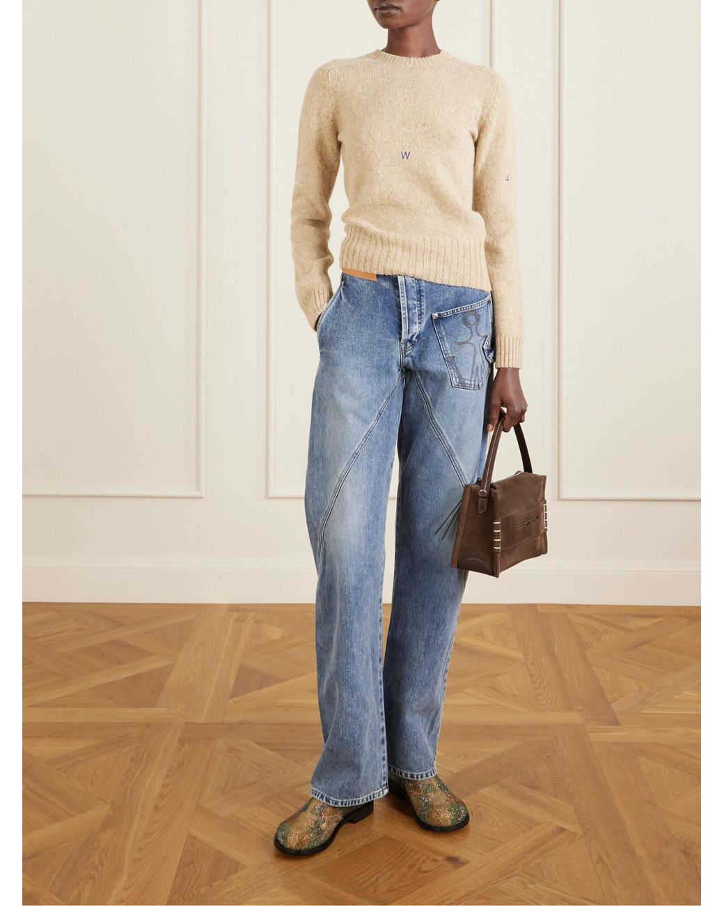 J.W. Anderson Green Crystal-Embellished Suede Chelsea Boots