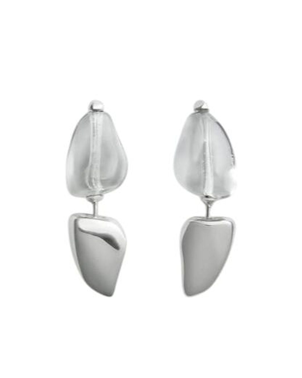 Bottega Veneta White Prisma Stud Earrings