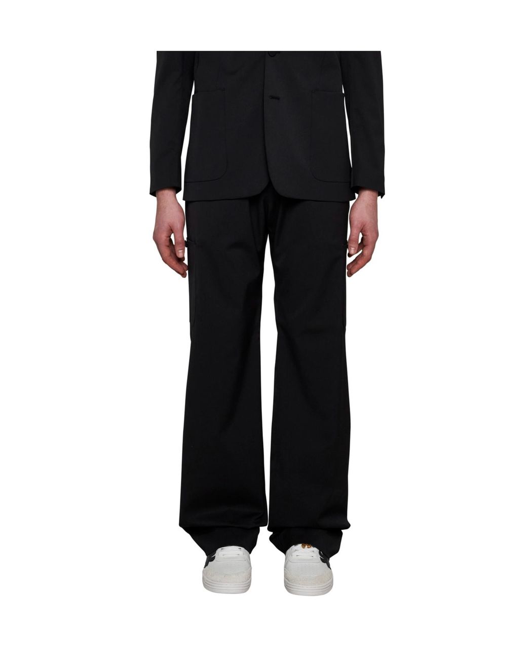 Palm Angels Black Straight Leg Drawstring Pants for men