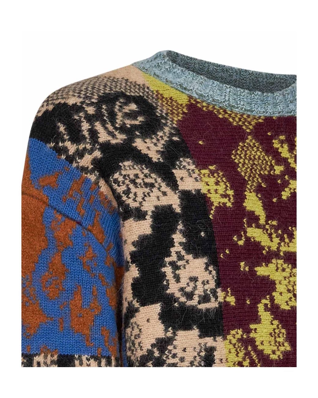 Dries Van Noten Multicolor Matadi Patchwork Crewneck Sweater for men