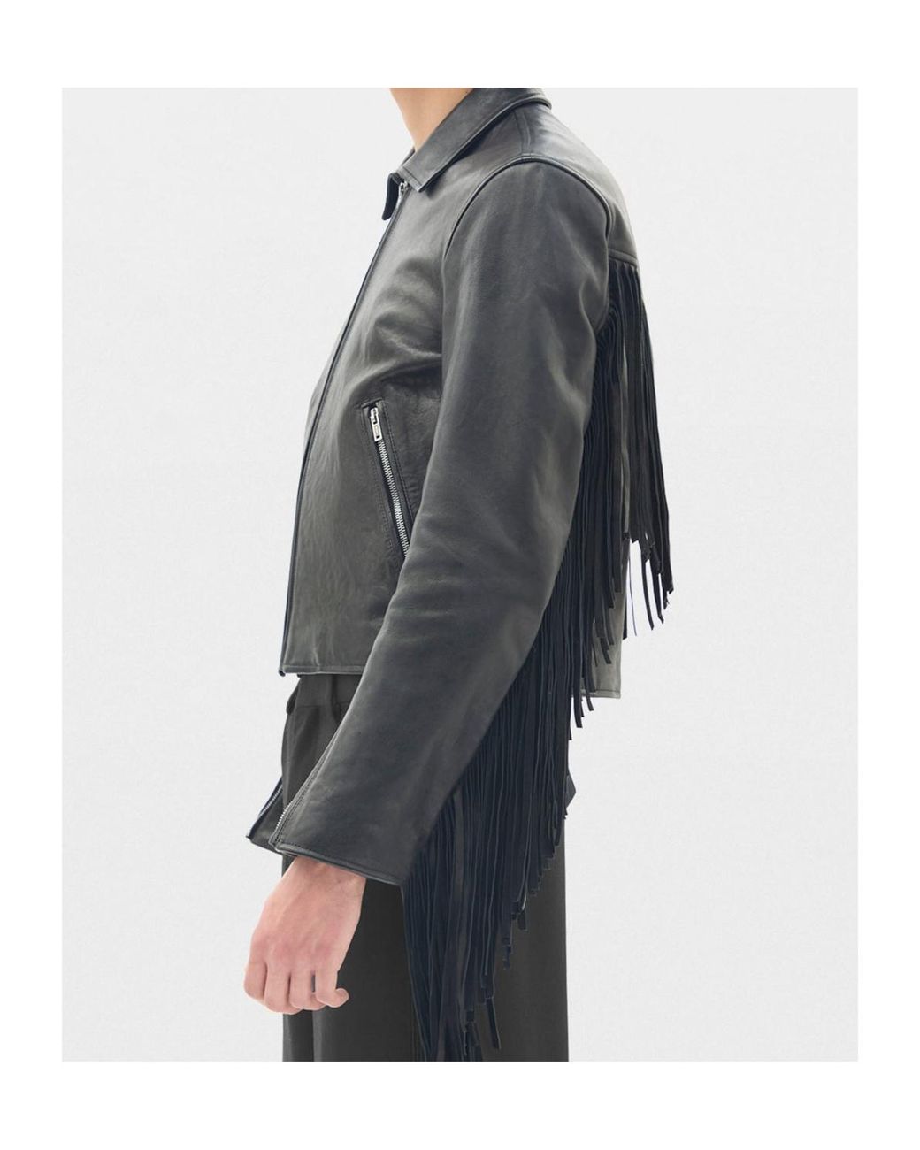Ann Demeulemeester Gray Karo Leather Jacket for men