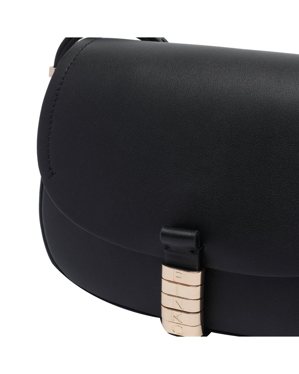 Pinko Black Saddle Foldover Top Mini Crossbody Bag