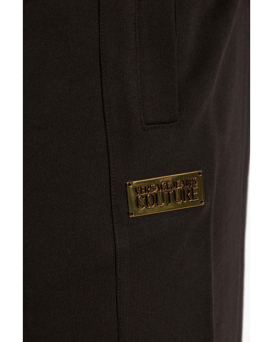 Versace Jeans Black Couture Logo Embellished Shorts for men