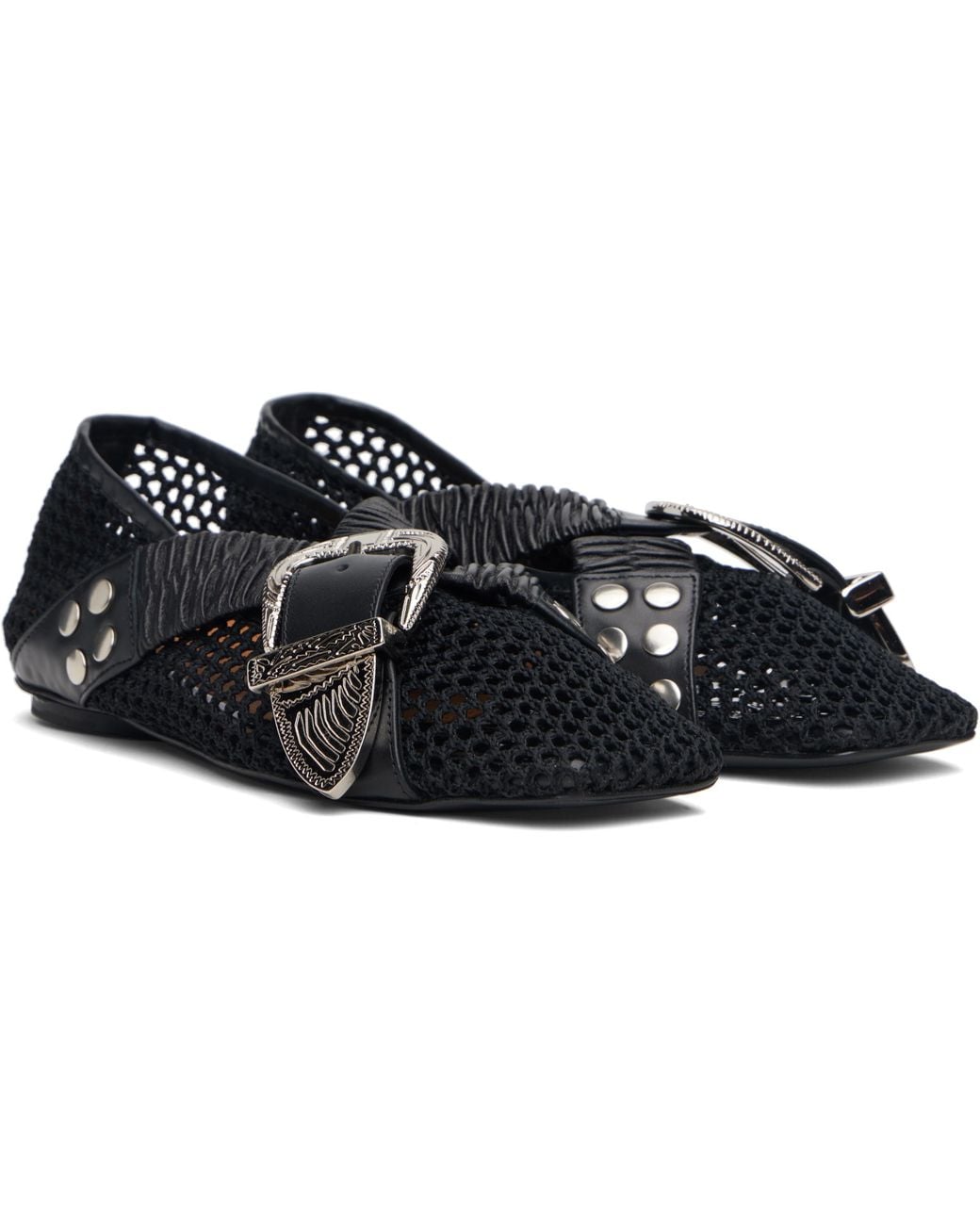Toga Black Mesh Ballet Flats