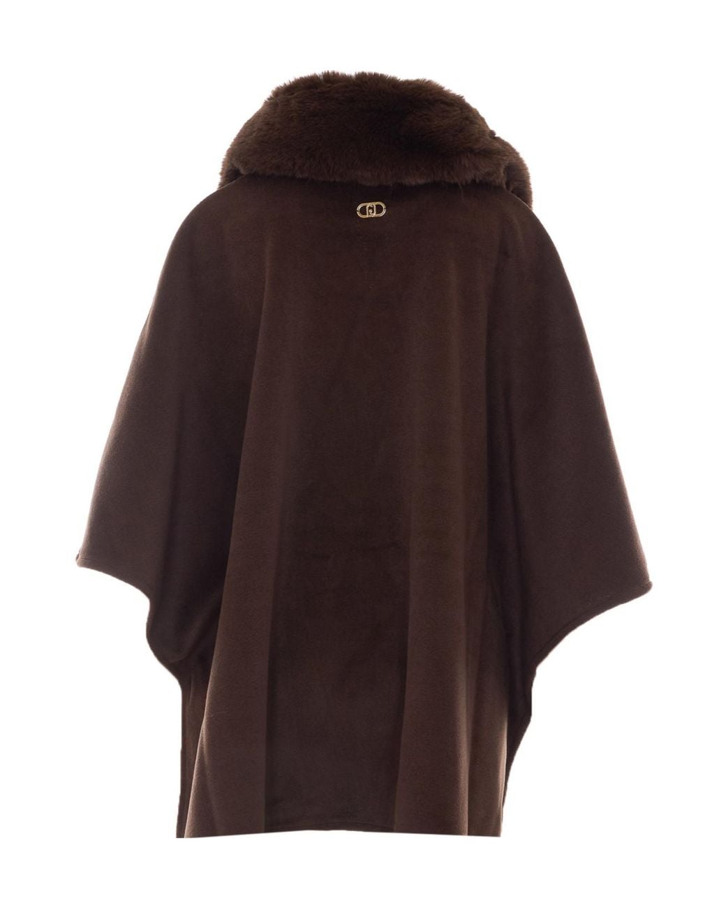Liu Jo Multicolor Faux Fur Trim Belted Cape