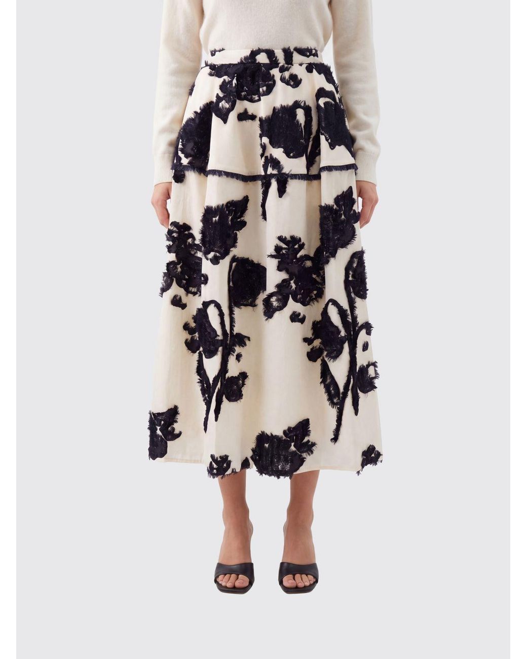 Erdem White Fil Coupe Poplin Skirt