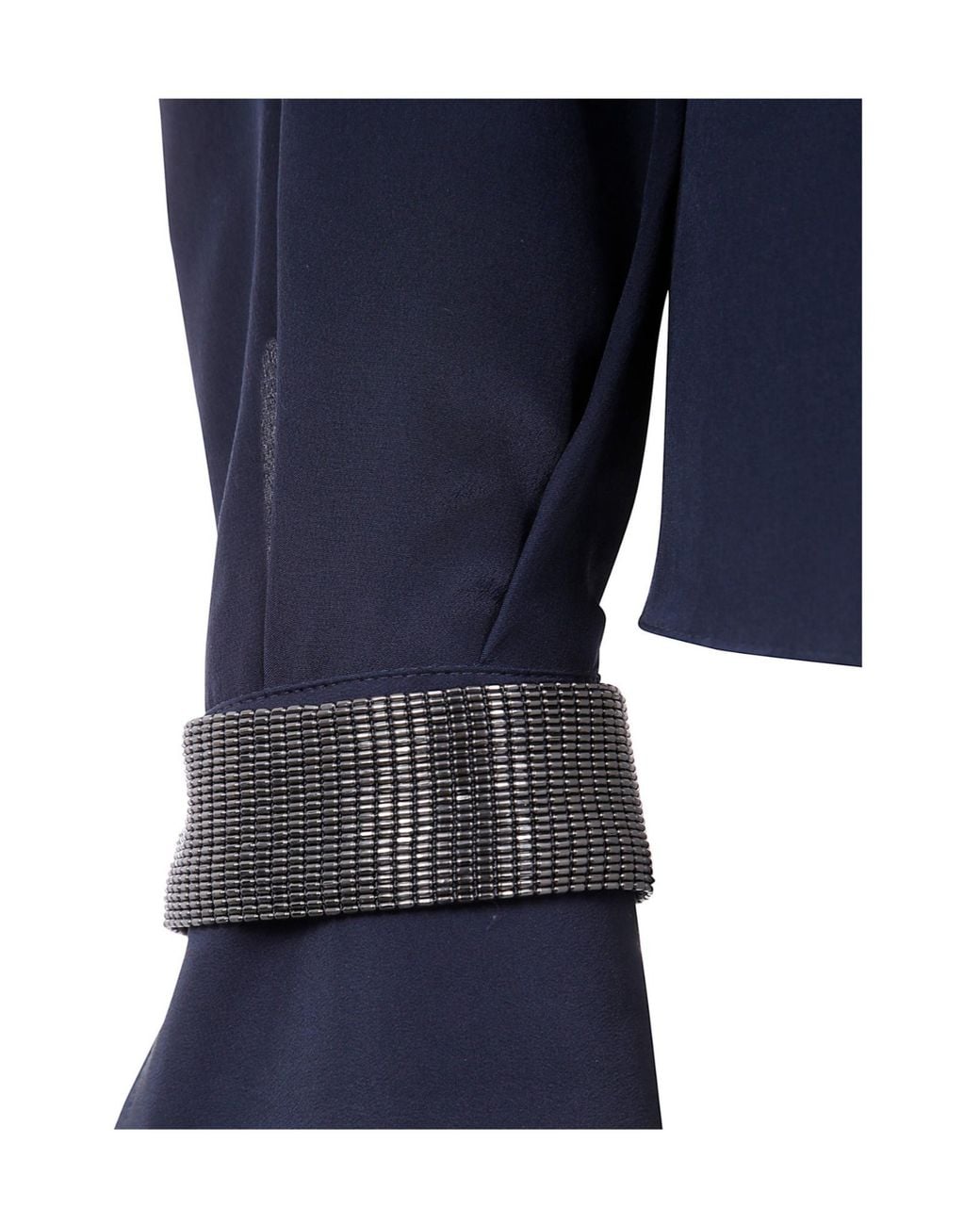 Brunello Cucinelli Blue Turtleneck Long-Sleeve Blouse