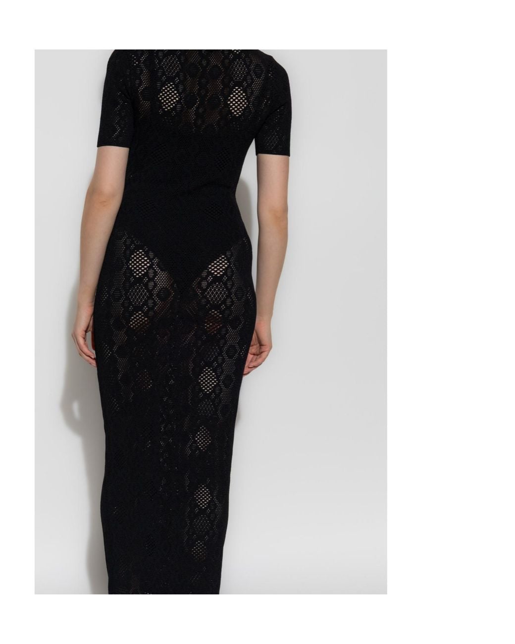Alaïa Black Alaïa Python Lace Knit Dress