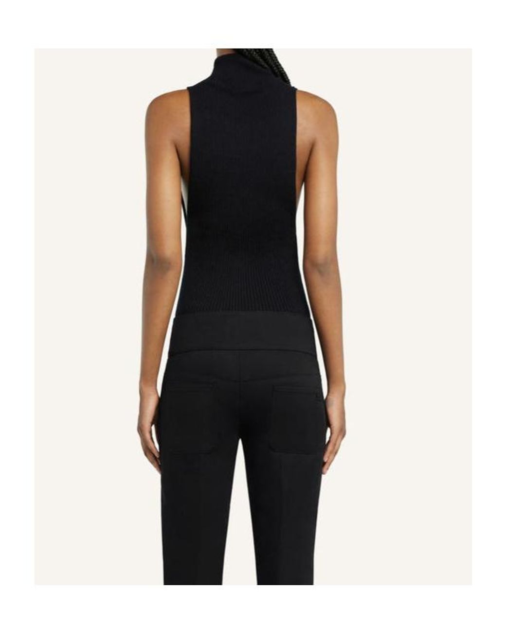 Courreges Black Courrèges Sleeveless Ribbed-Knit Tank Top