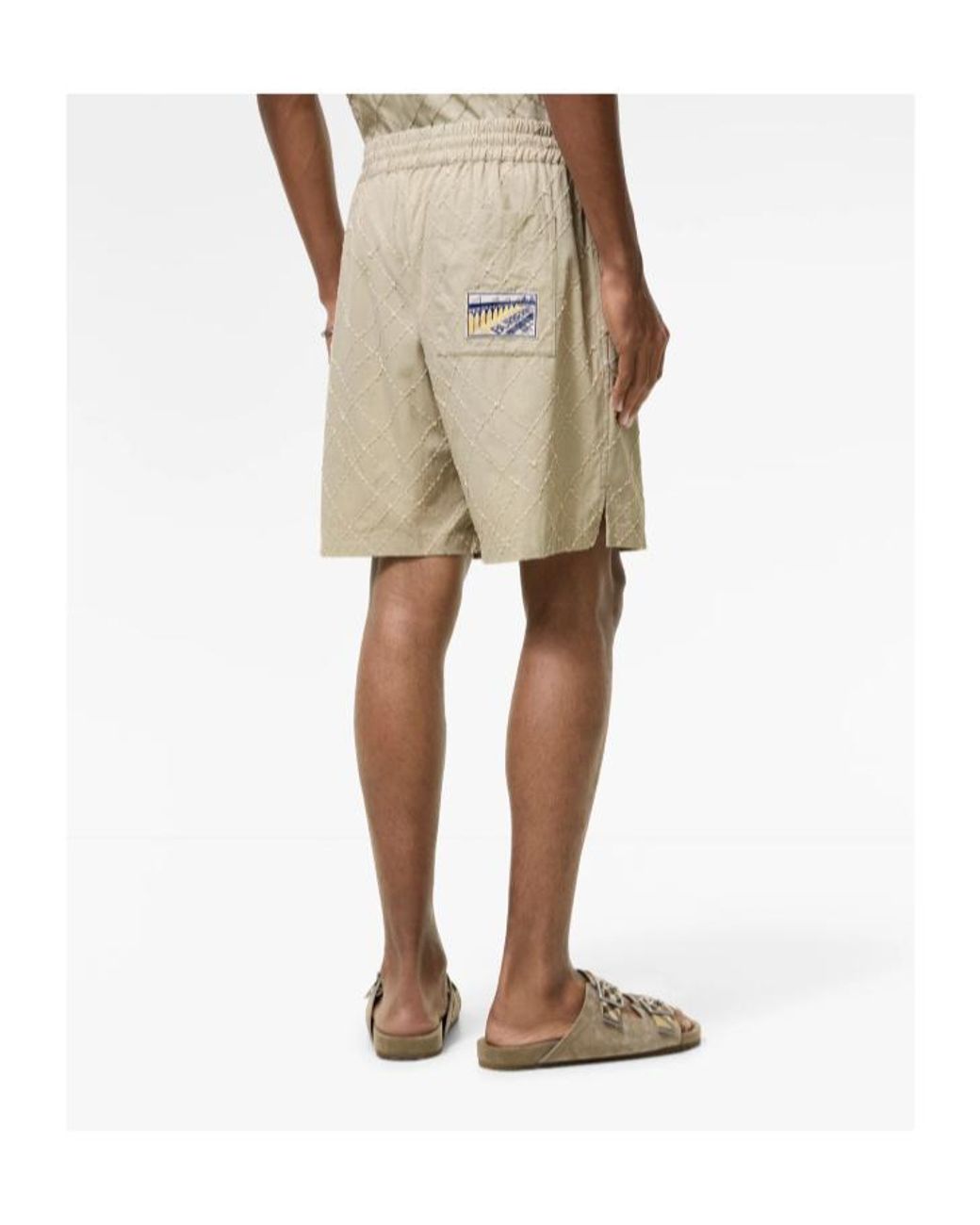 Burberry Natural Check Embroidered Cotton Shorts for men