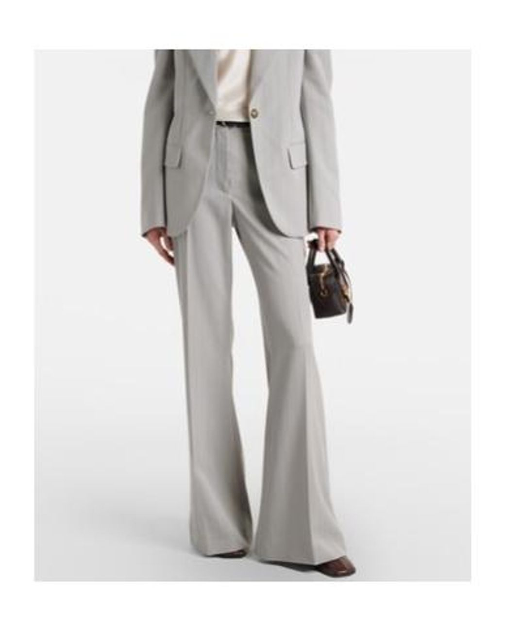 Stella McCartney Gray Striped Wool Bootcut Pants