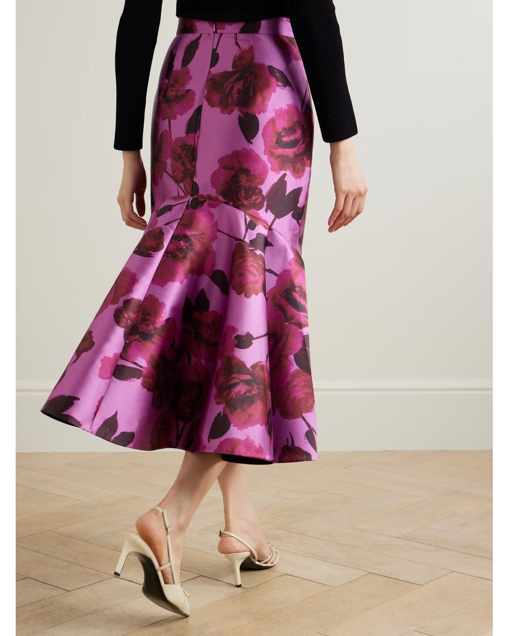 Erdem Purple Printed Patchwork Midi Skirt