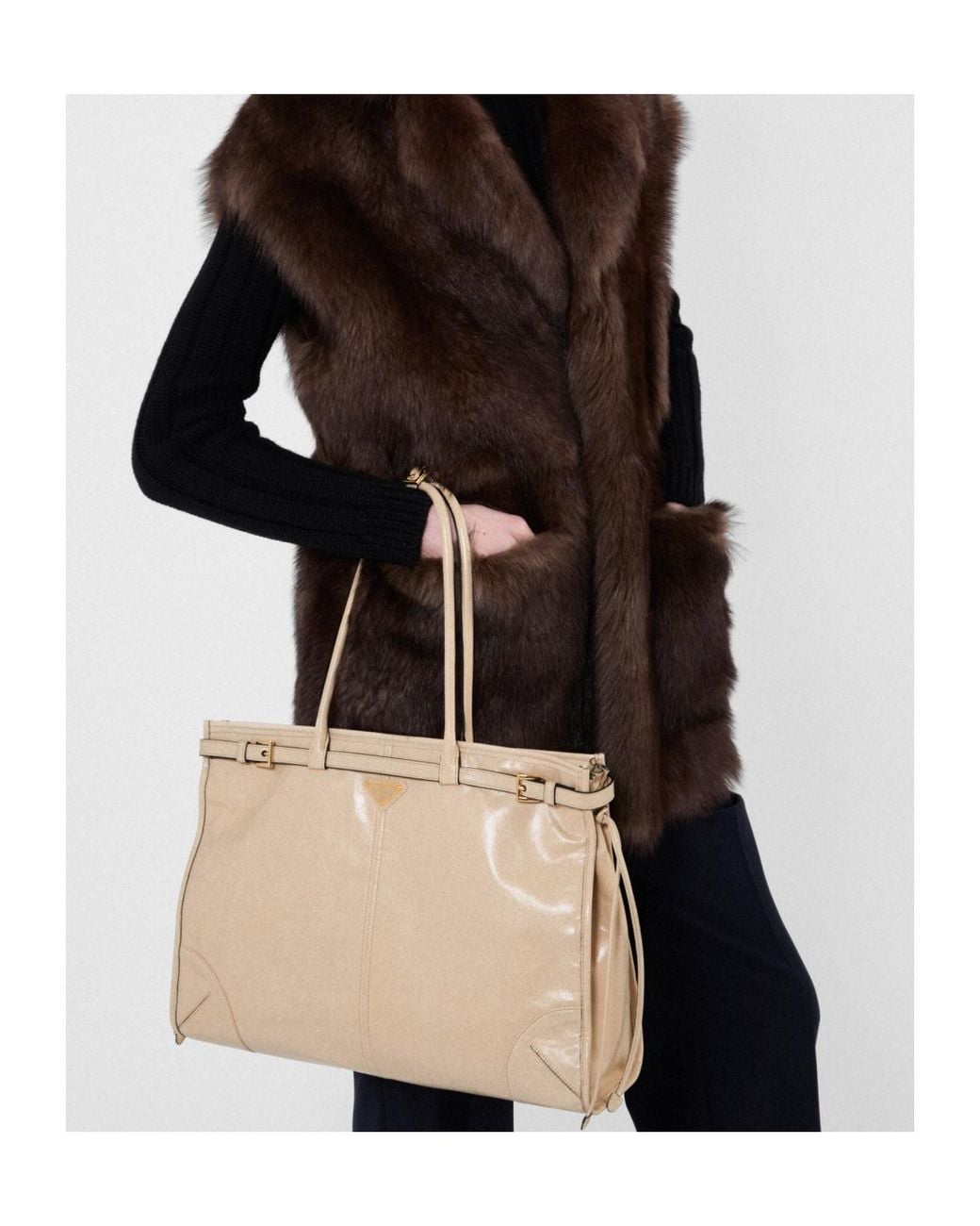 Prada Natural Bonnie Extra-Large Leather Handbag