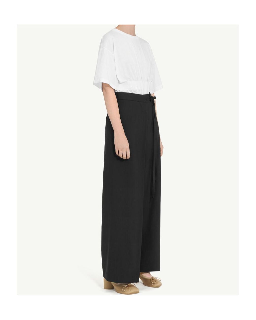 MM6 by Maison Margiela Black Tie-Fastened Flared Trousers