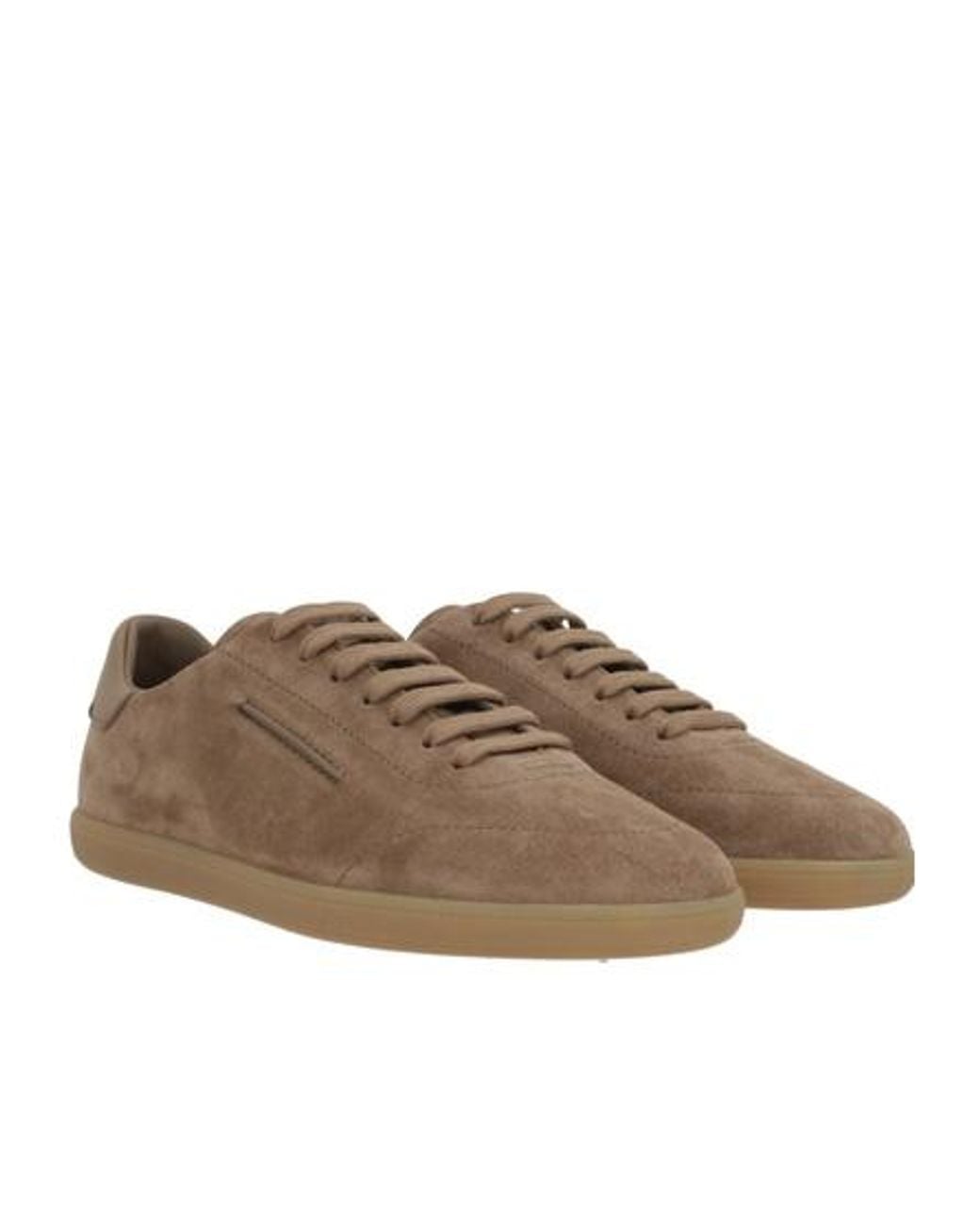 Zegna Brown Round Toe Low-Top Sneakers for men