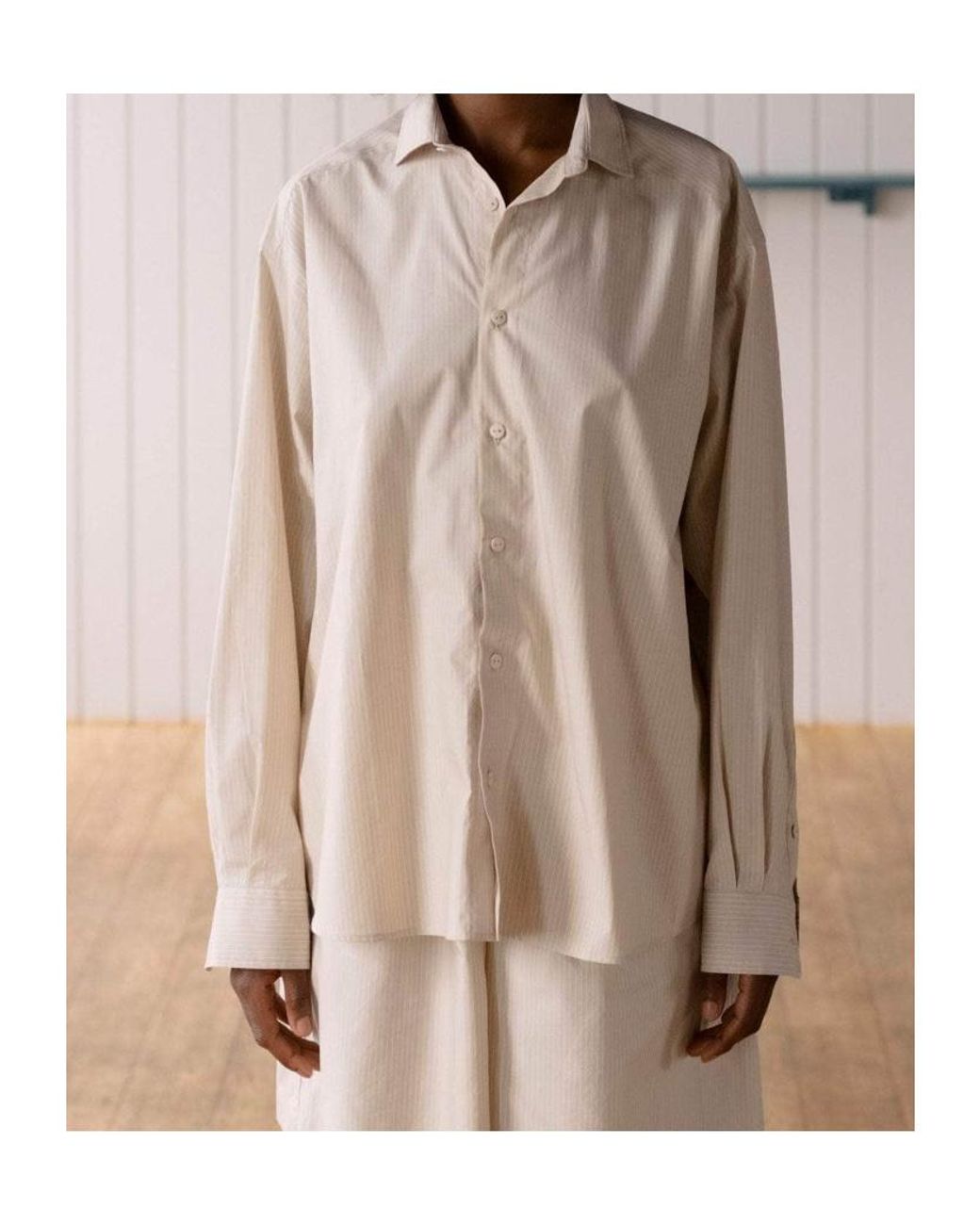 Baserange White Claude Striped Shirt