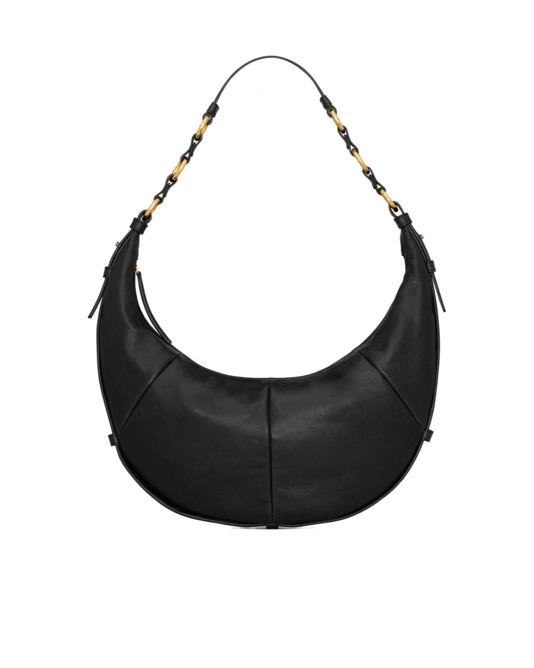 Saint Laurent Black Saharienne Lambskin Hobo Bag