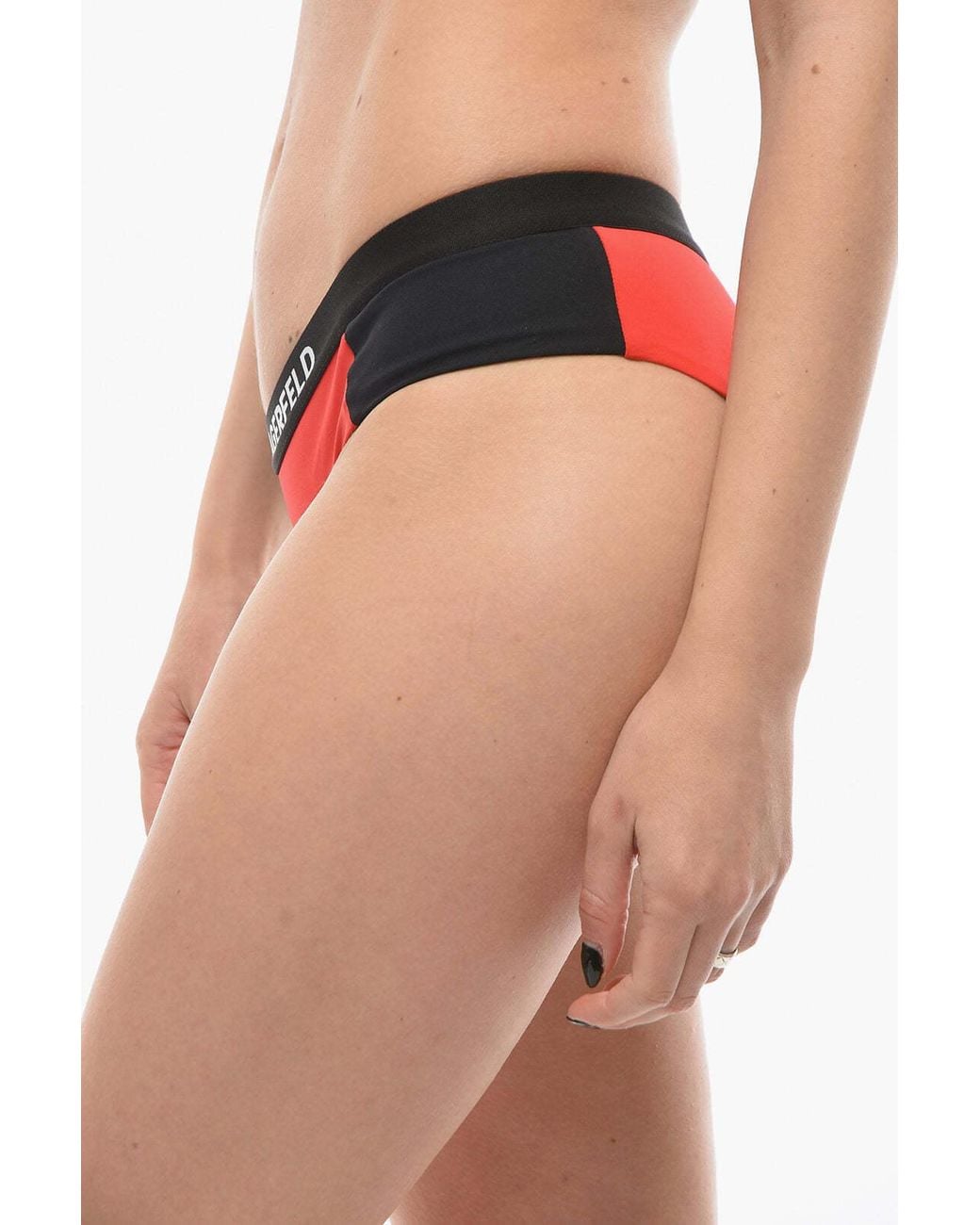 Karl Lagerfeld Red Sport Bikini Briefs With Logo Elastic Waistband