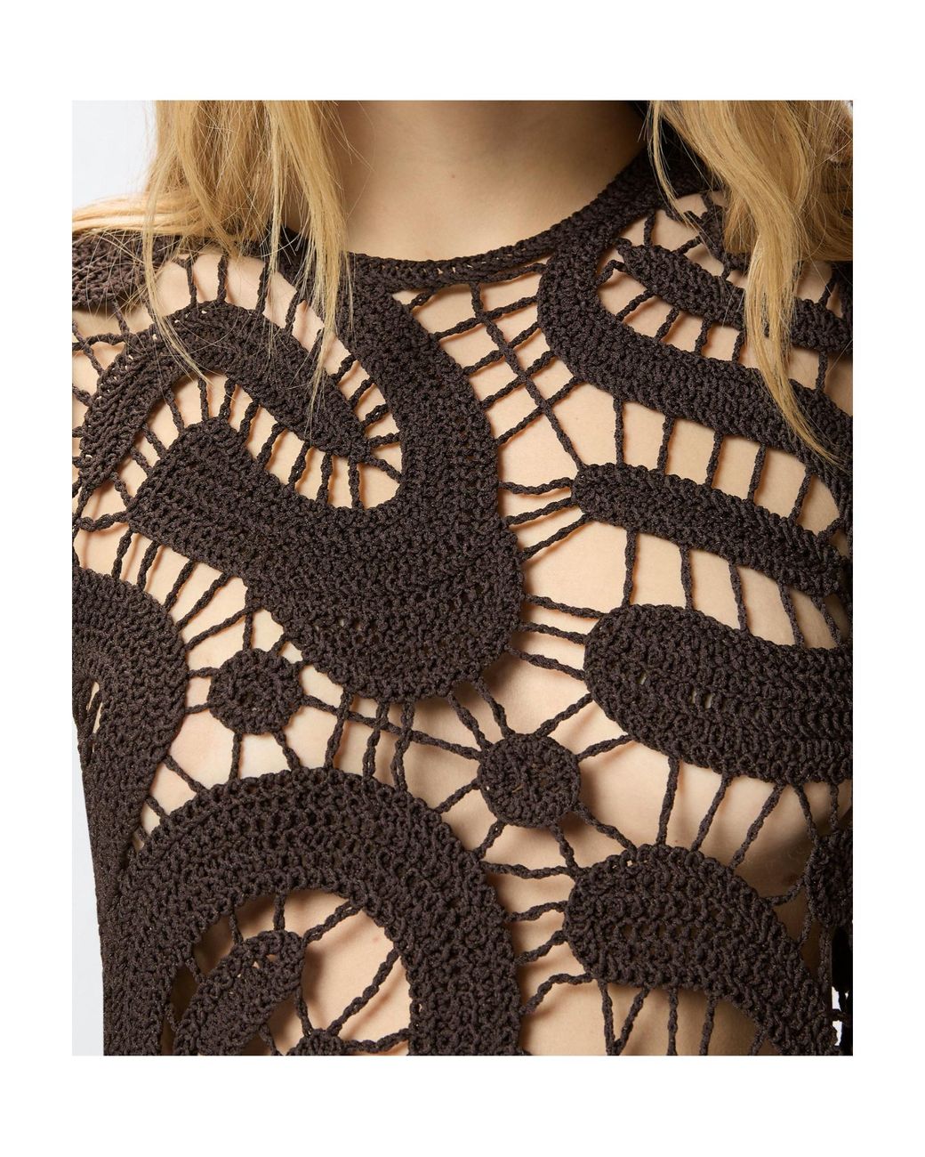 Pinko Black Geometric Crocheted Sleeveless Top
