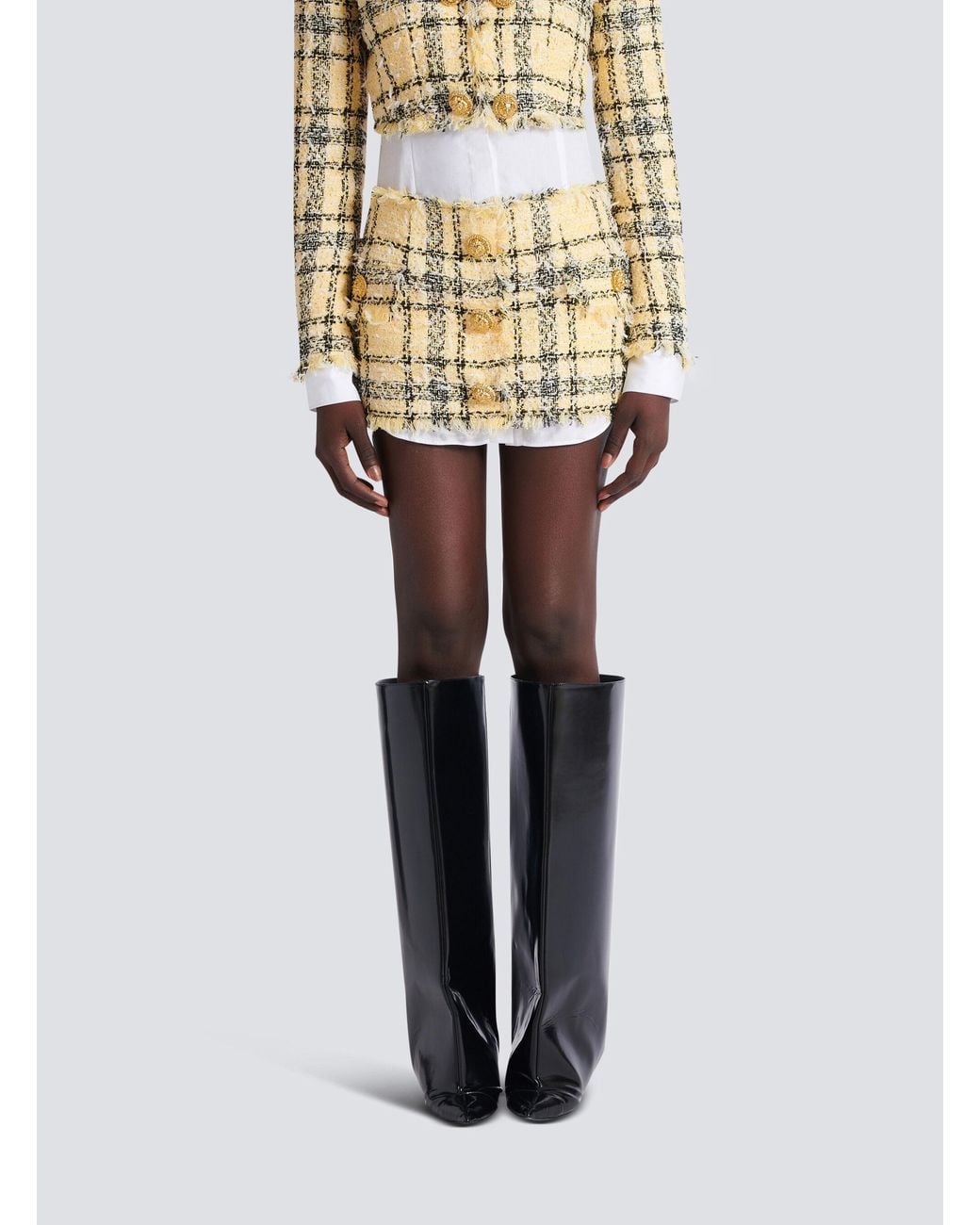 Balmain Metallic Glitter Tweed Mini Skirt