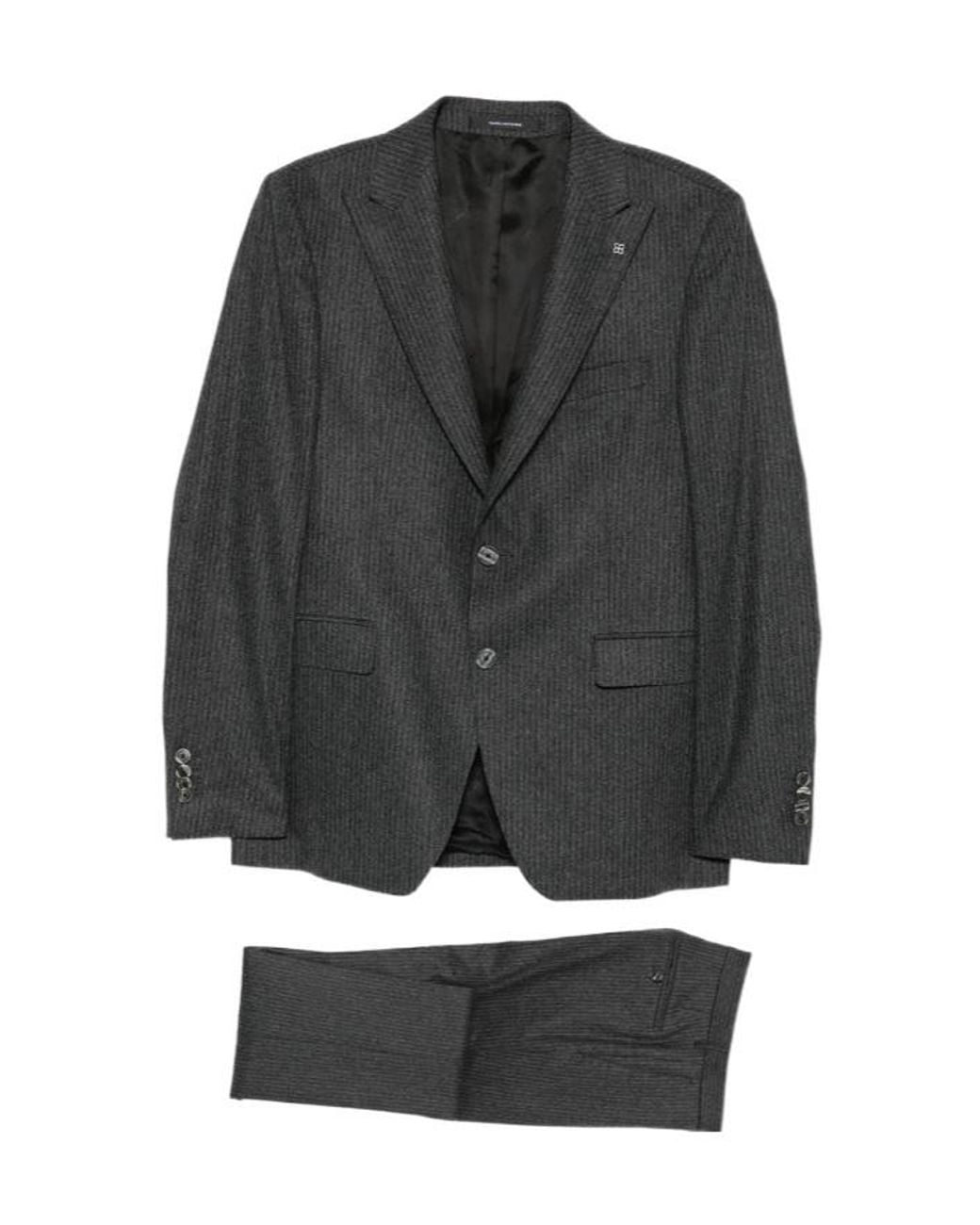 Tagliatore Gray Long-Sleeved Suit Jacket And Trousers Two-Piece Set for men