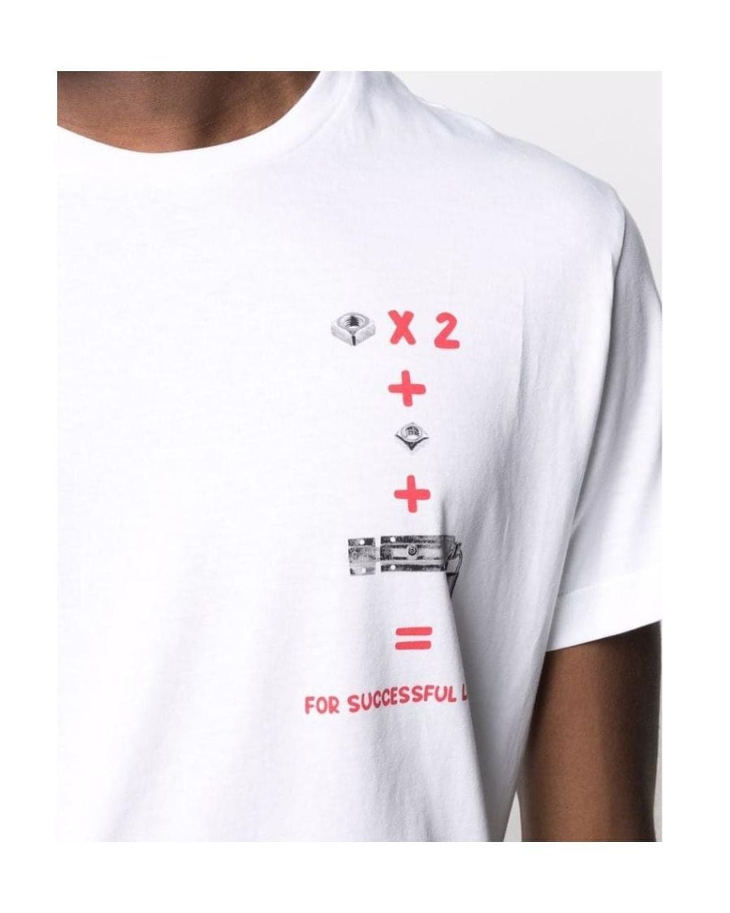 DIESEL White Equation-Print-Label T-Shirt for men