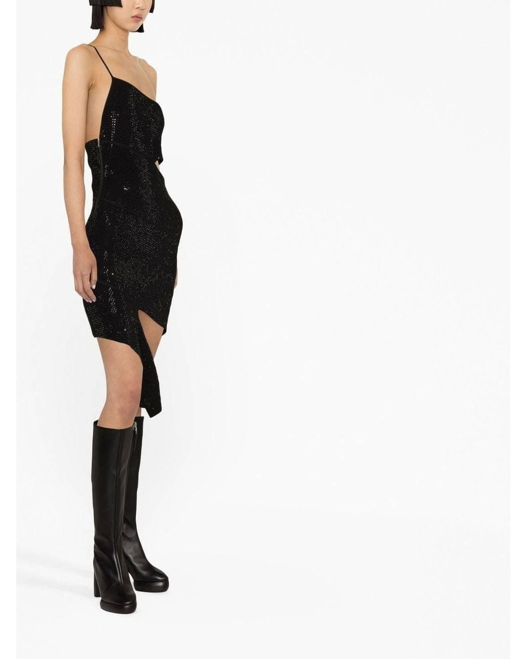 ANDREADAMO Black Embellished Mini Dress