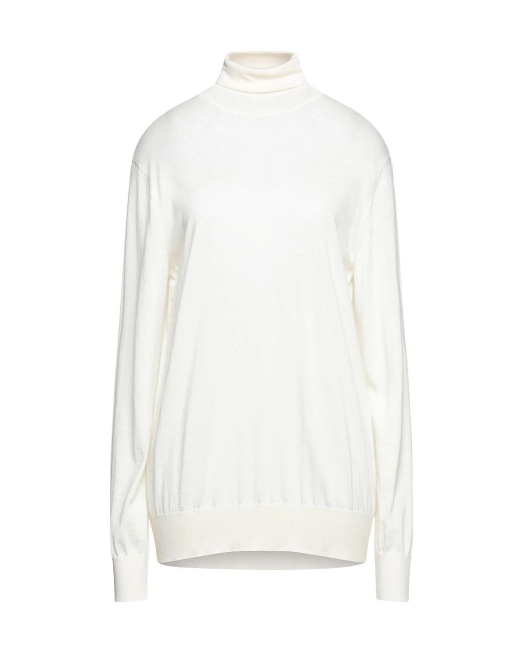 Dolce & Gabbana White Cashmere Turtleneck Knit Sweater