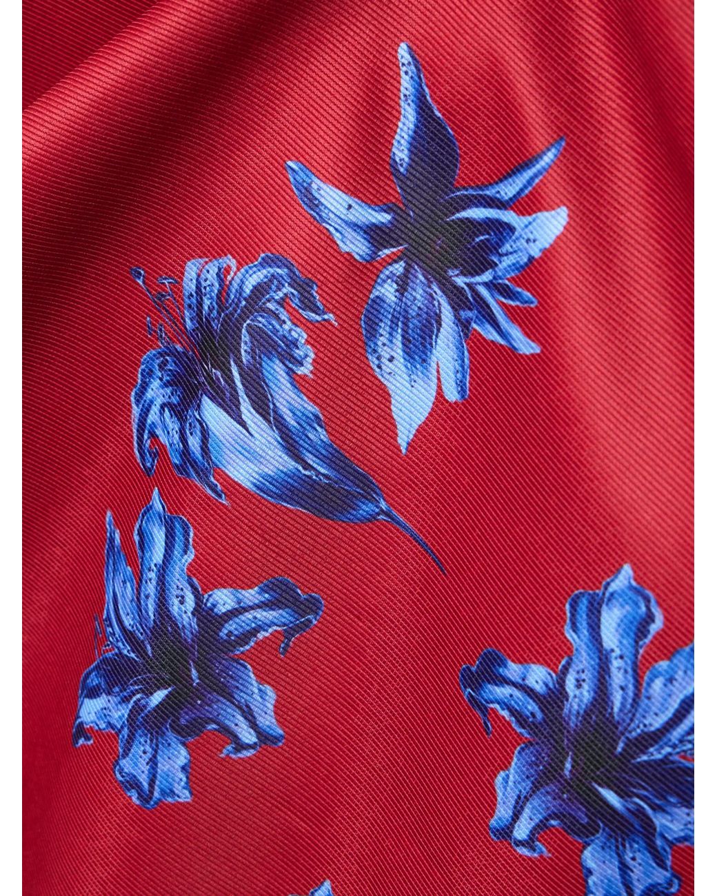 Emilia Wickstead Red Floral-Print Faille Midi Skirt