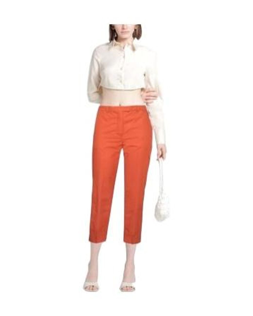 Max Mara Red High-Waisted Straight-Leg Cropped Casual Trousers