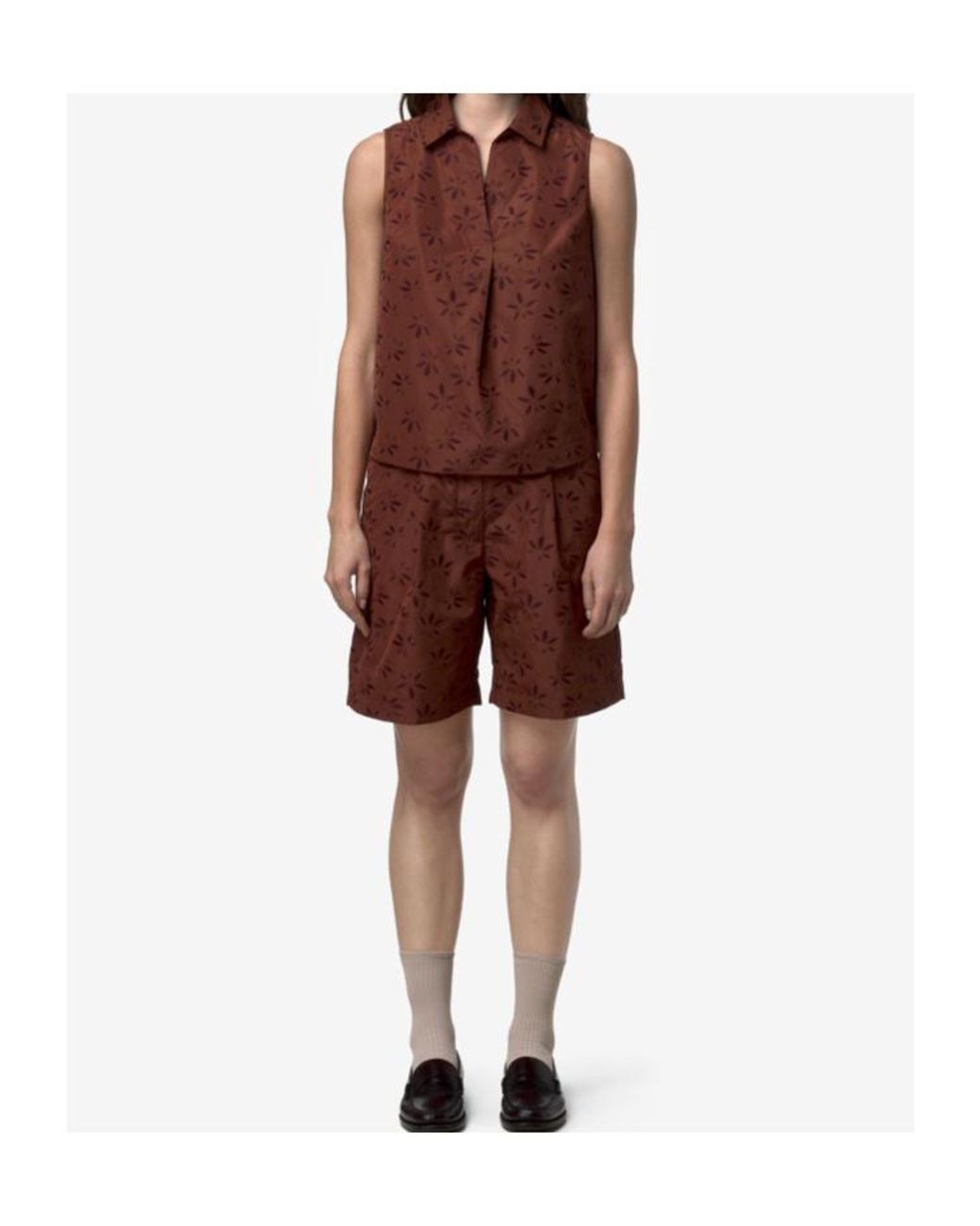 K-Way Brown Sleeveless Jacquard Top