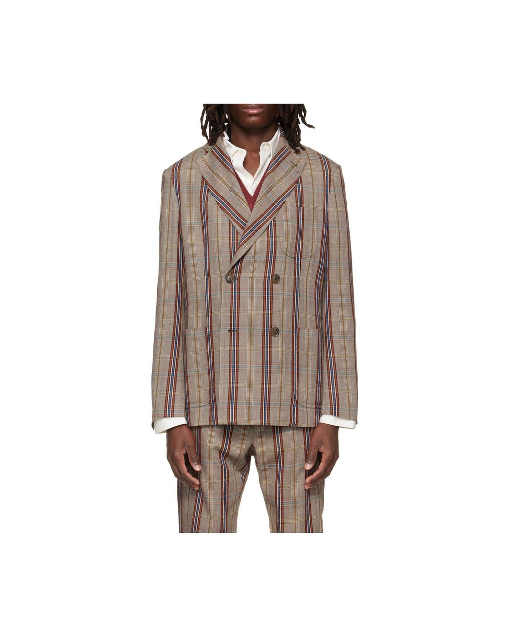 Vivienne Westwood Brown Db Cruise Checked Blazer for men