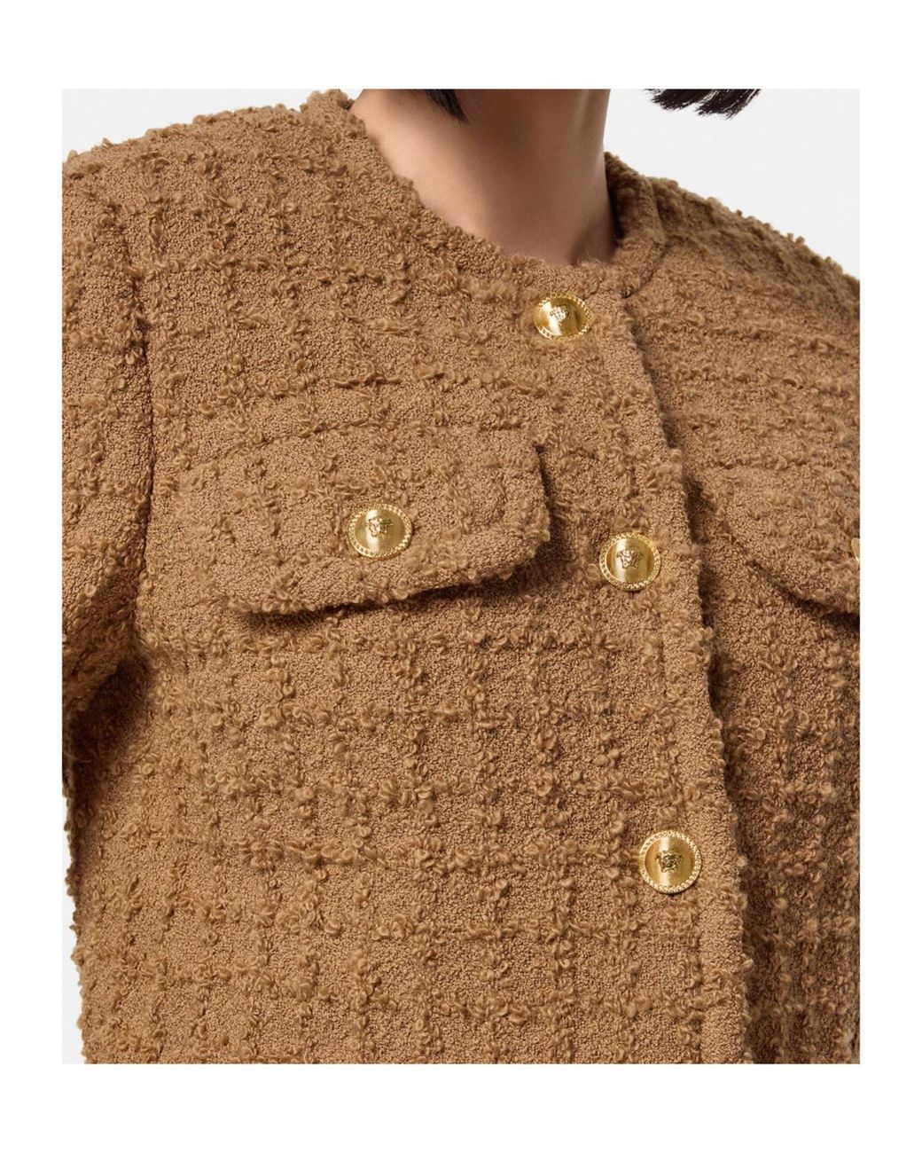 Versace Brown Heritage Button-Up Tweed Jacket