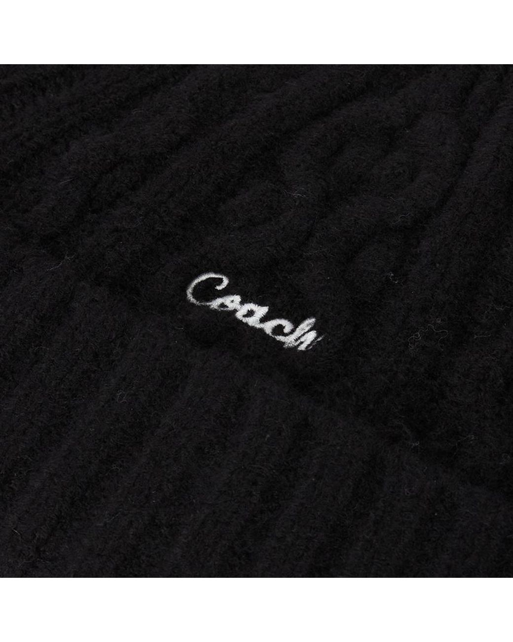 COACH Black Turn-Up Knit Hat for men