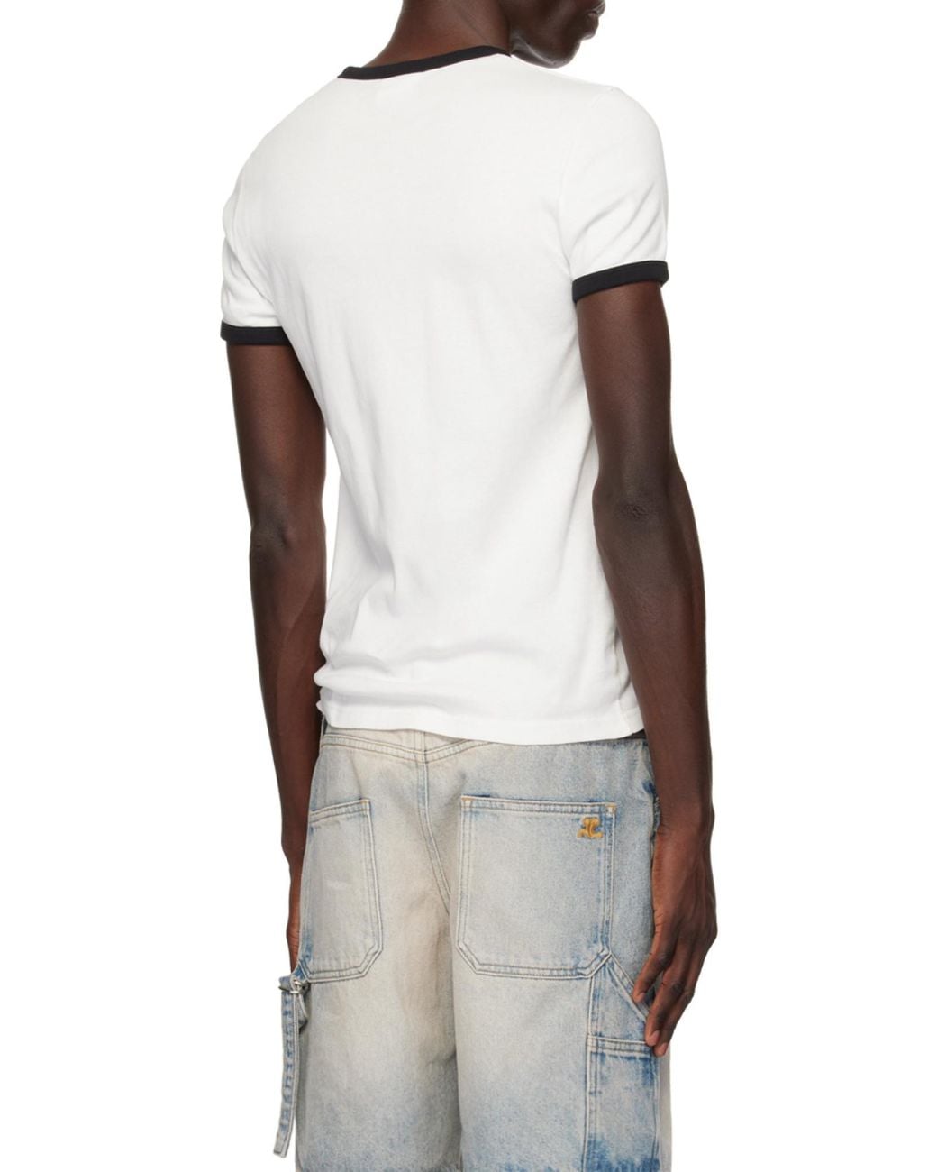 Courreges White Courrèges Contrast Crewneck Straight Hem T-Shirt for men