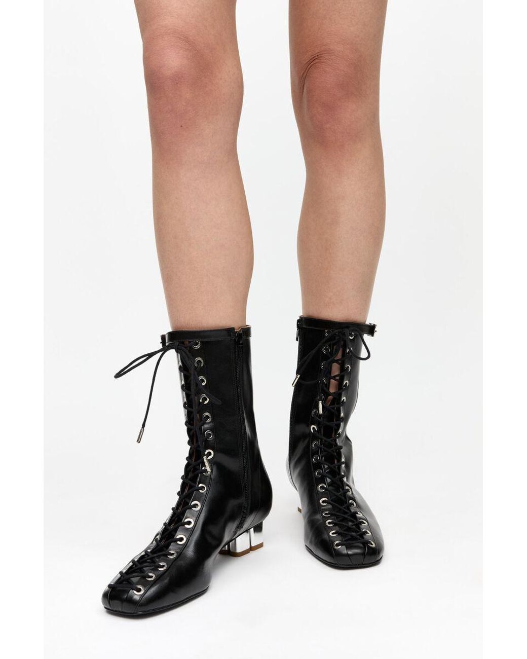 Ganni Black Lace-Up Ankle Boots