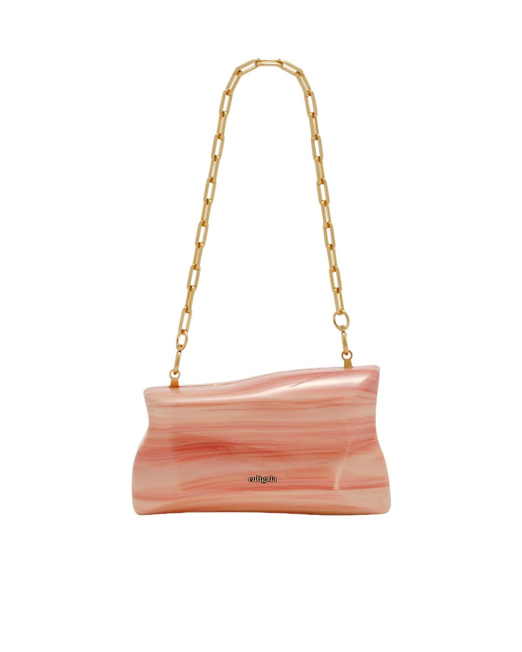 Cult Gaia Pink Malaya Logo Lettering Clutch Bag