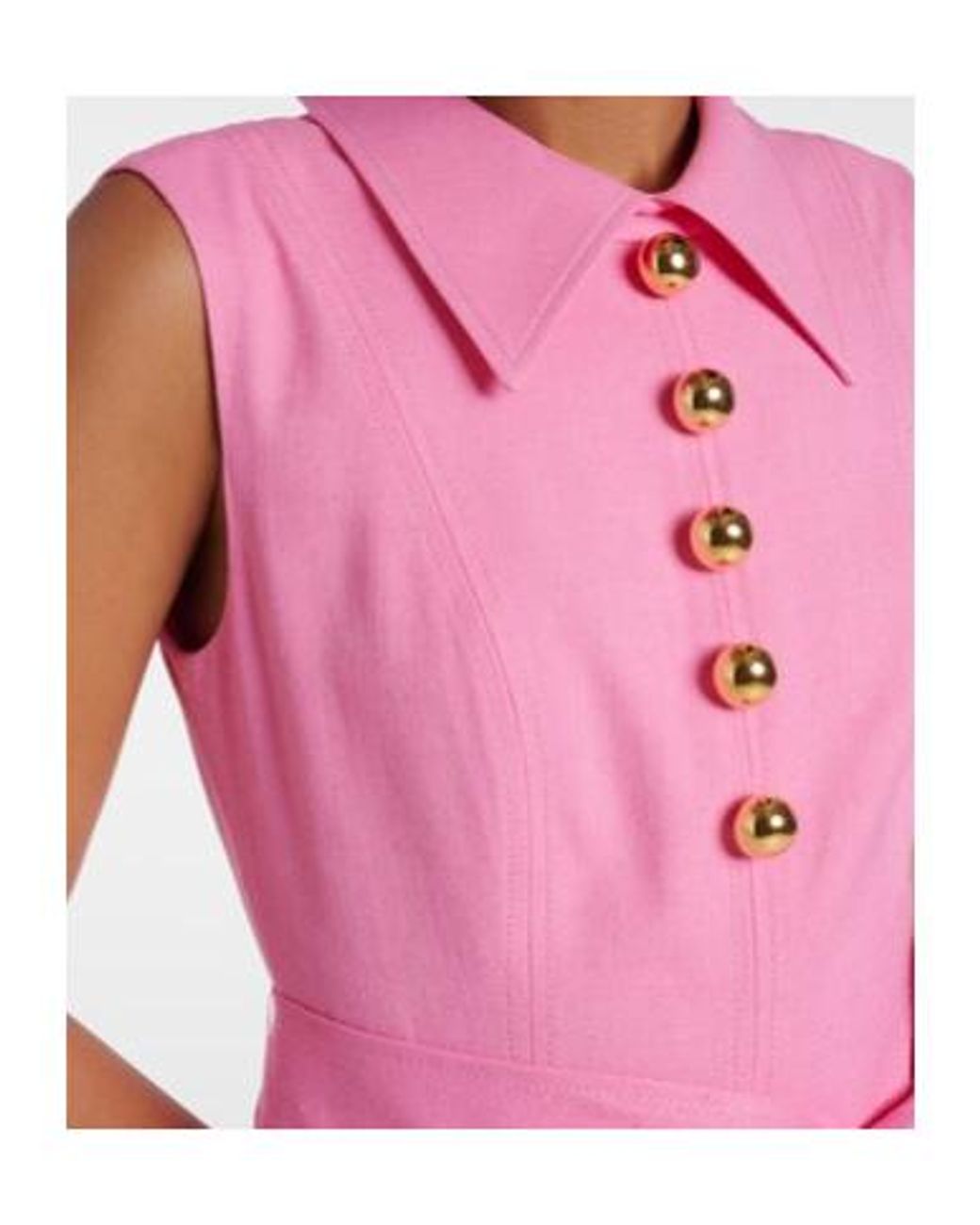Carolina Herrera Pink Belted Twill Midi Dress
