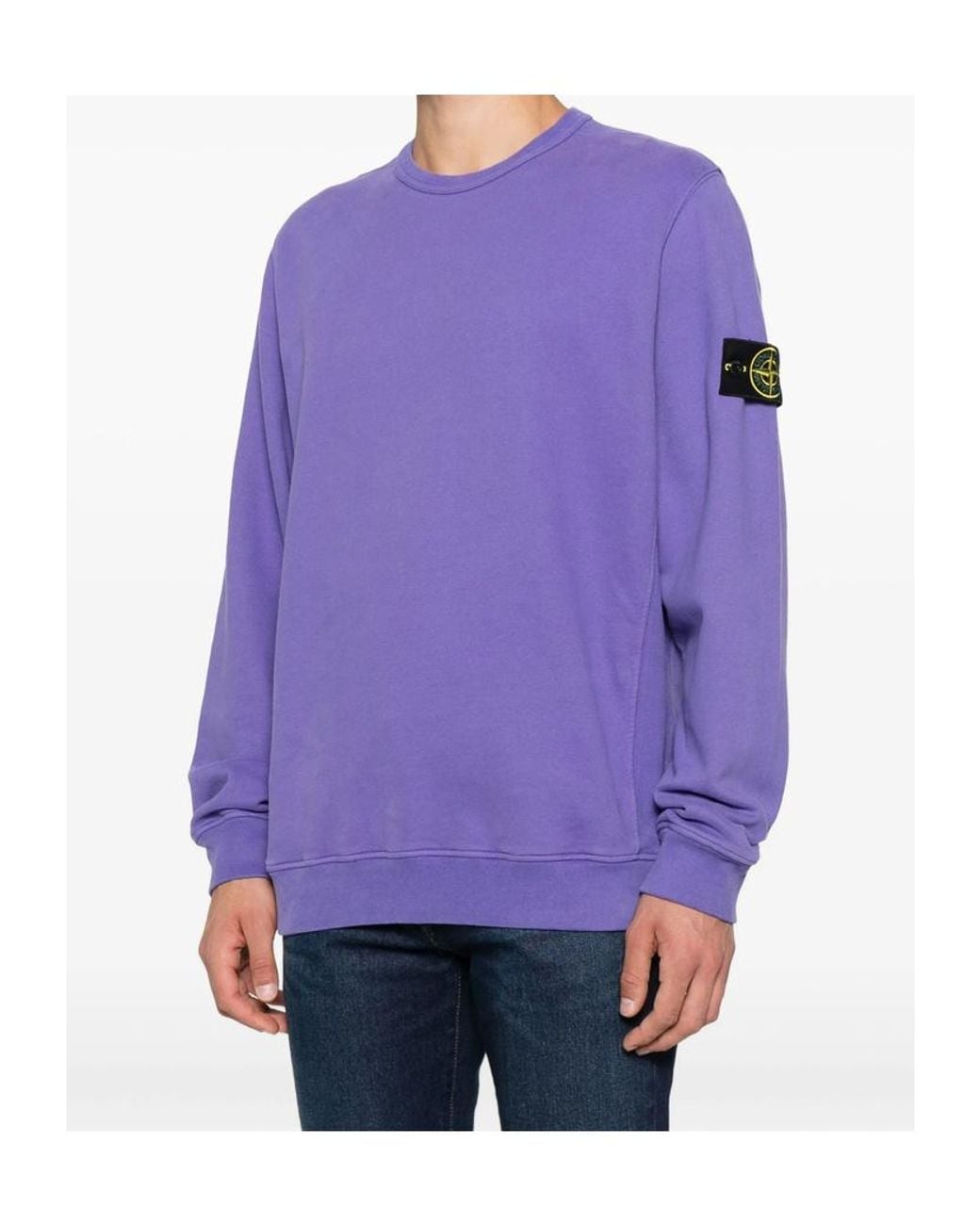 Stone Island Purple Logo-Patch Crew-Neck Sweatshirt for men