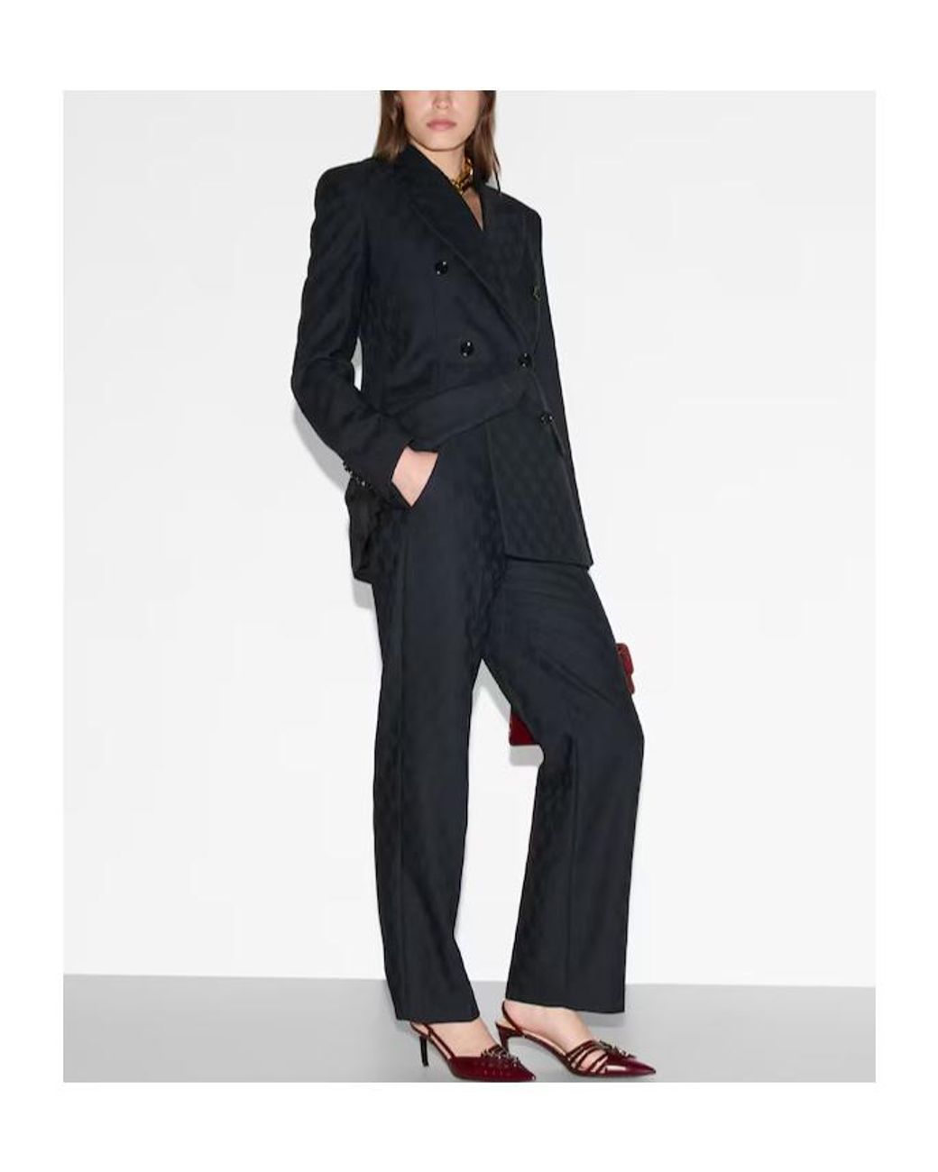 Gucci Blue Gg Wool Pant