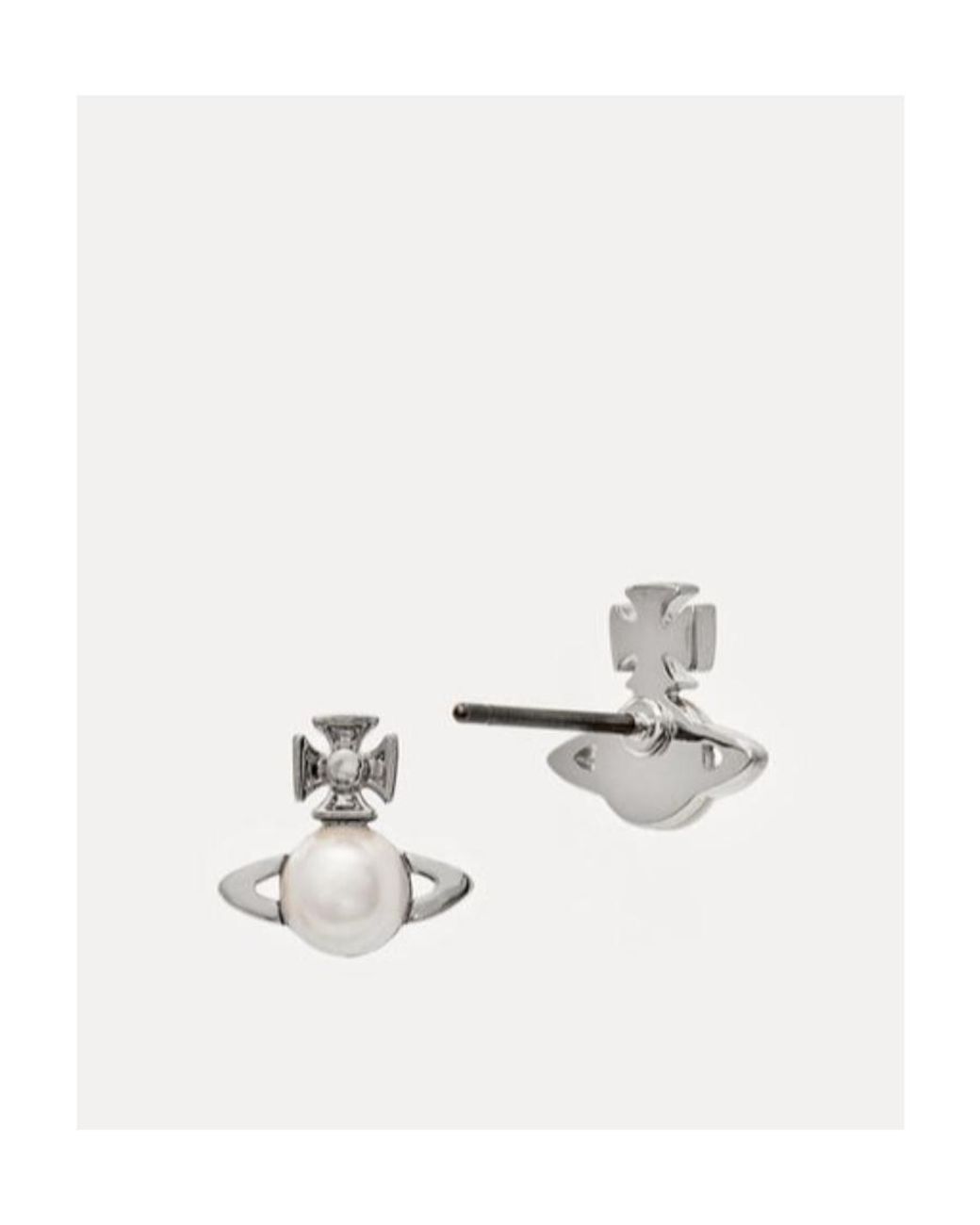 Vivienne Westwood White Orb Pearl Stud Earrings