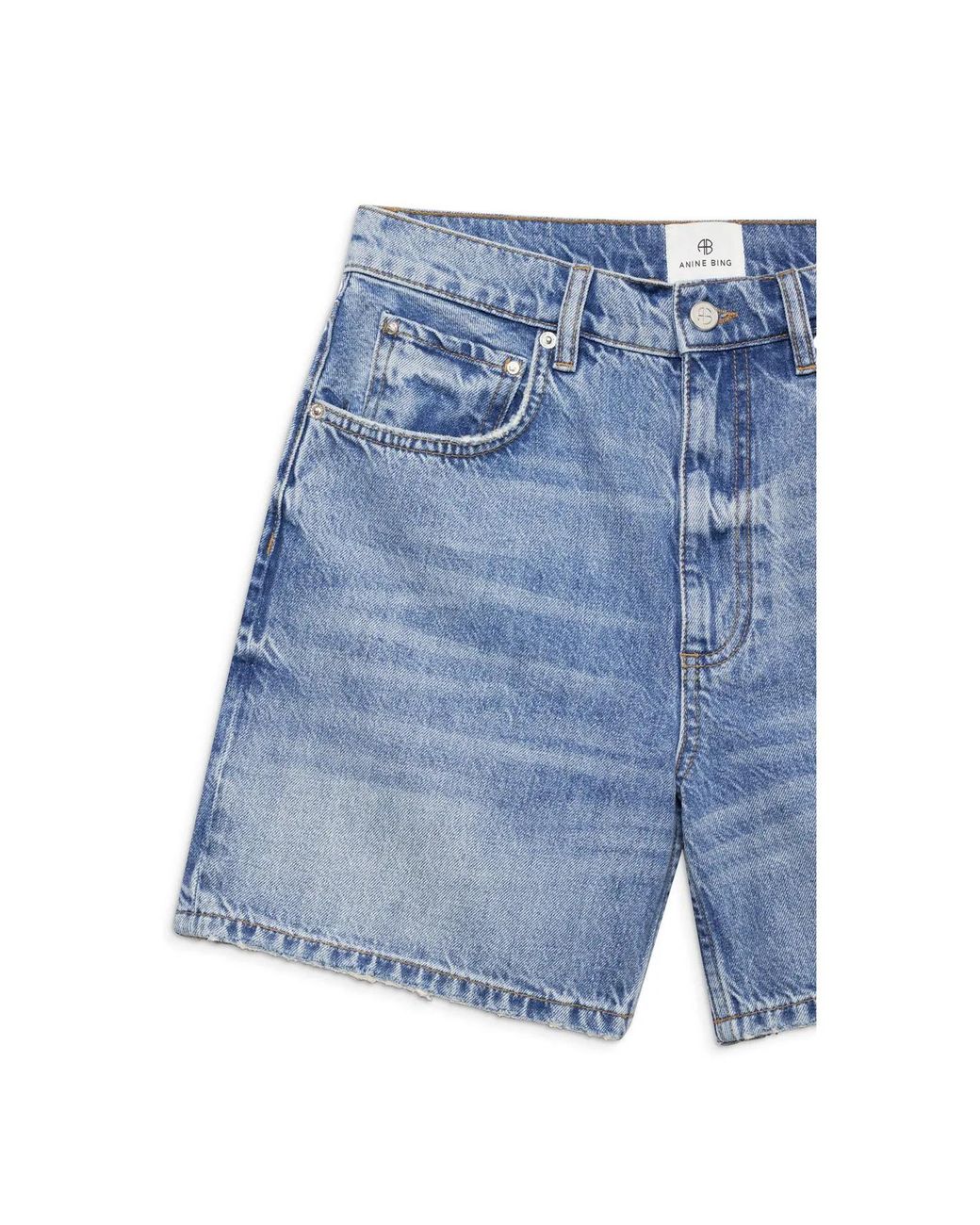 Anine Bing Blue Denim Shorts With Belt Loops