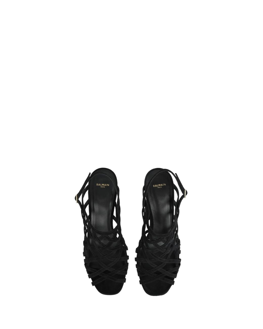 Balmain Black Cutout Wedge Heeled Sandals