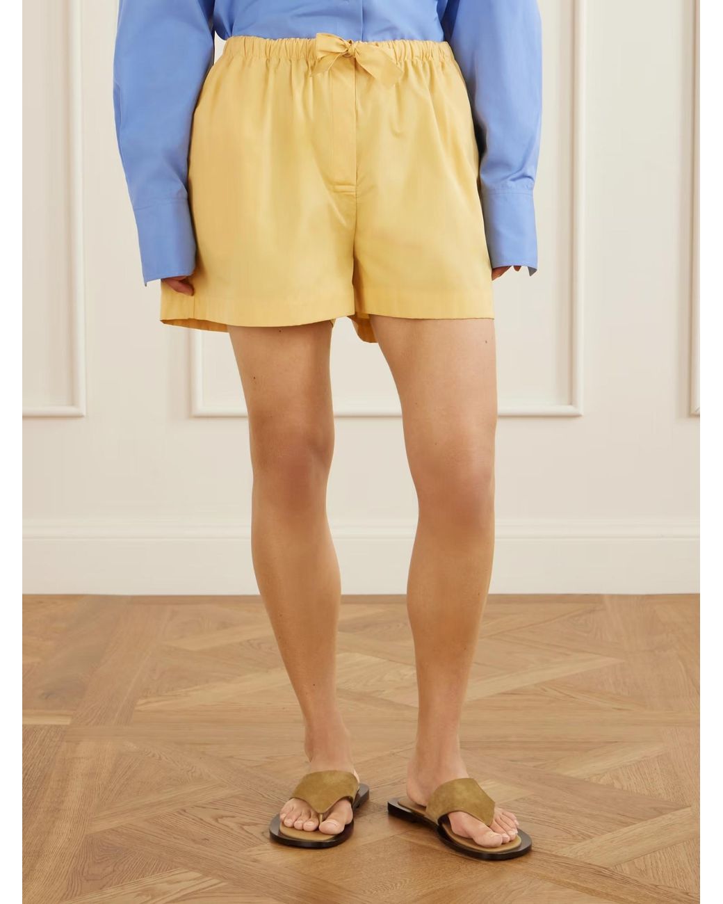 Totême Yellow Elastic Waist Shorts