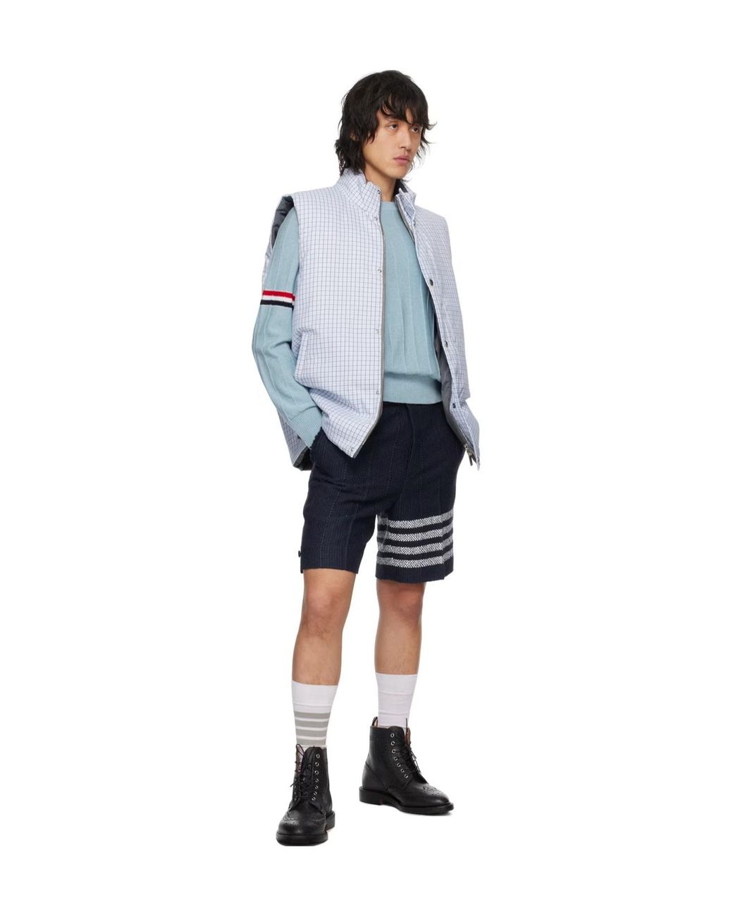 Thom Browne Blue Zip-Up Reversible Padded Gilet for men