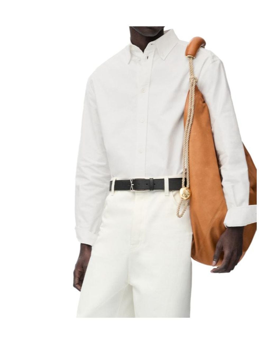 Loewe White Logo Embroidered Long-Sleeved Shirt for men