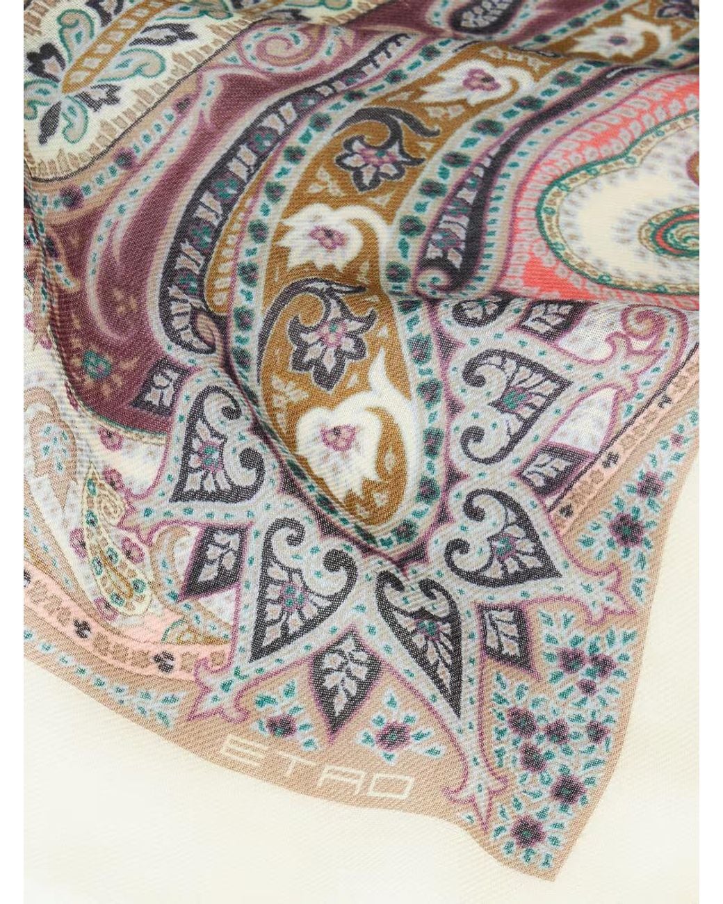 Etro Natural Paisley Fringed Scarf