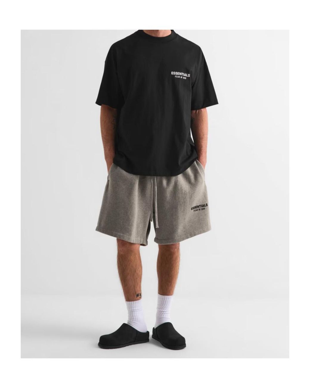 Fear Of God Gray Logo Drawstring Shorts for men